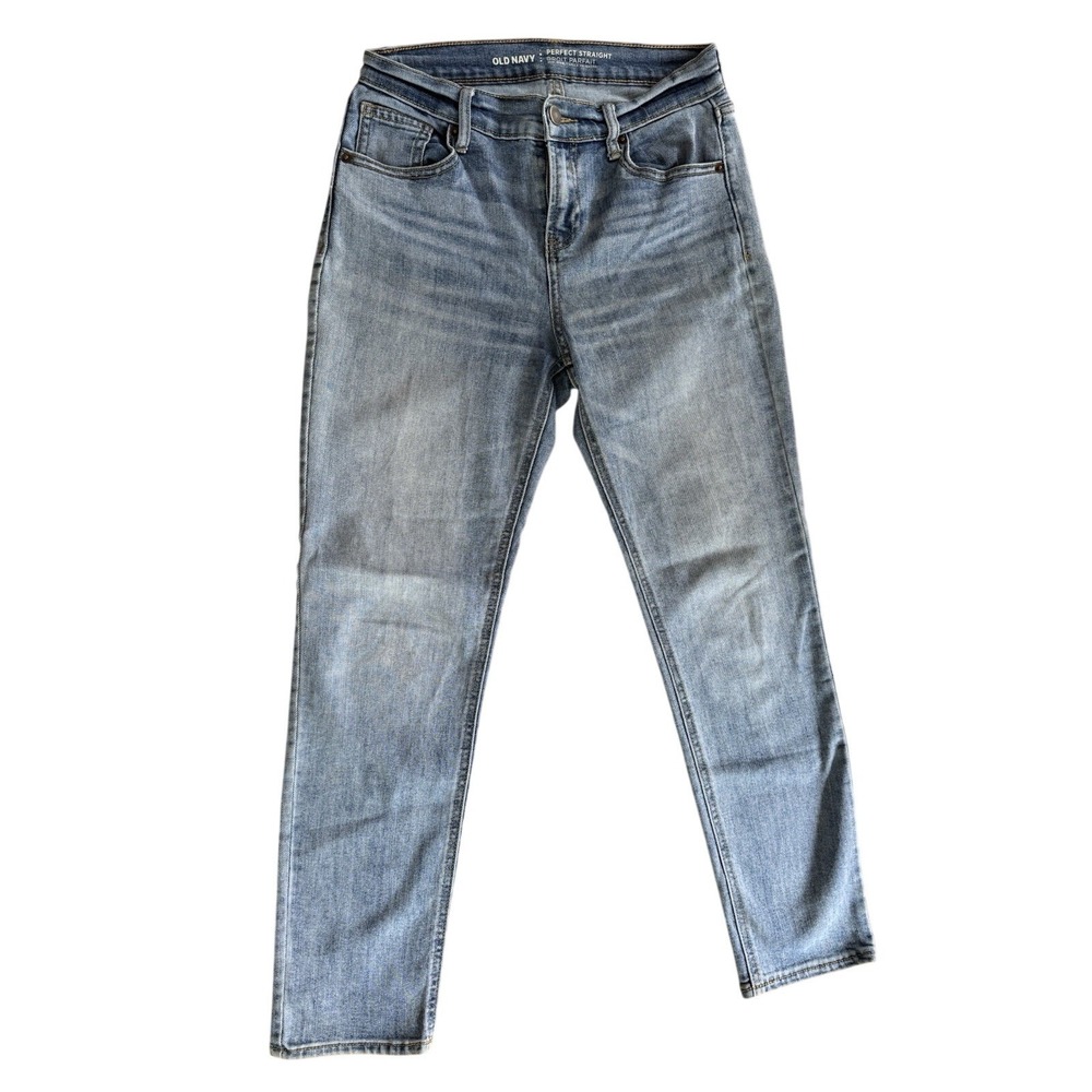 Old Navy Straight Mid-Rise Women's Jeans Blue Denim Medium Wash